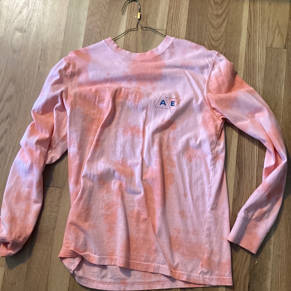 American Eagle Orange Tie Dye Long Sleeve T-Shirt Size Small 100% Cotton